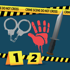 Crime Scene Criminal Oblect Blood Vector
