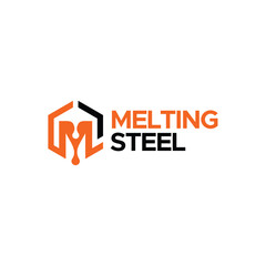 Minimalist Letter Mark MELTING STEEL logo design