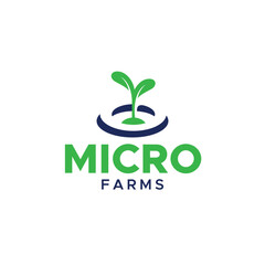 Flat Simple MICRO FARMS Plants Leaf logo design