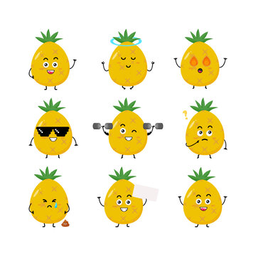 Cute pineapple character vector illustration
