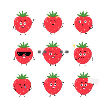 Cute strawberry character vector illustration