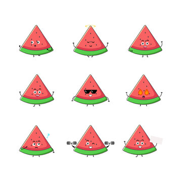 Cute watermelon character vector illustration
