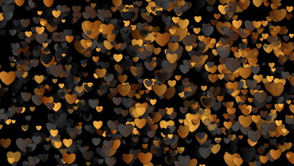 Valentines Day abstract background with black and golden hearts