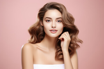 Young model beauty woman makeup cosmetic advertisement style