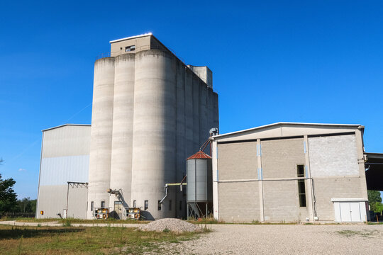 Silos agriculture container feed grain corn rice panorama landscape
