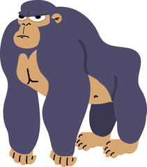 Cute gorilla cartoon character flat