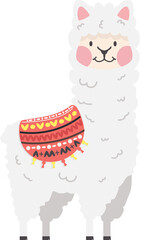 happy alpaca fluffy cartoon flat