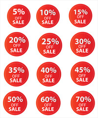 Up to 10 percent Discount. Round sticker badge with offer. Sale offer price sign. Special offer symbol. Save 10 percentages. Paper label banner. Discount tag adhesive tag. Vector