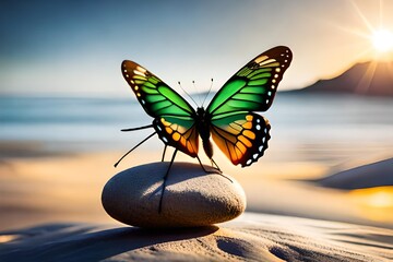 Fototapeta na wymiar butterfly on the beach