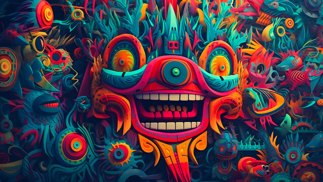 colorful fluorescent neon psychedelic N,N-Dimethyltryptamine trip background, neural network generated art. Digitally generated image. Not based on any actual scene or pattern.
