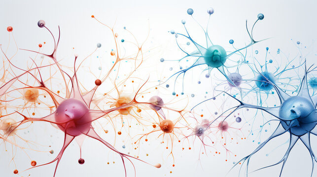 Types of neurons cell on white background wallpaper