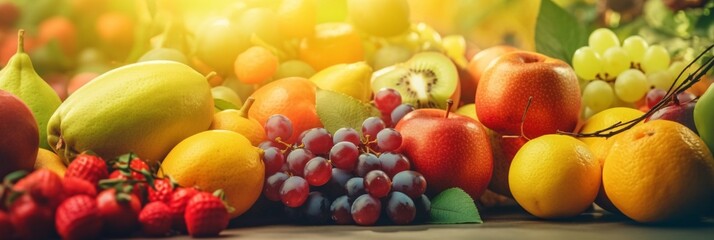 Juicy and ripe fruits. Fresh fruits assorted fruits colorful background. Vitamins natural nutrition concept. Selective focus.