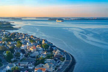 aerial view of residential area in MA coast area © nd700