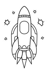 Obraz premium Space rocket coloring page illustration for kids. Generative AI