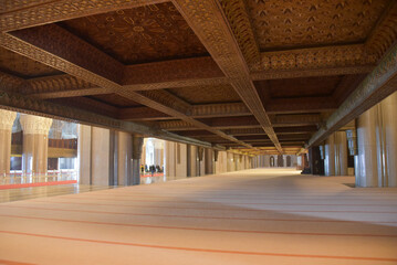 Casablanca, Morocco - Feb 26, 2023: Interior of the Hassan II Mosque, the largest mosque in Africa