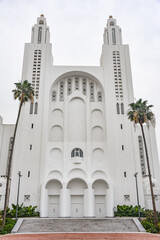 Fototapeta na wymiar Casablanca, Morocco - Feb 7, 2023: Sacre Coeur Cathedral, The former Catholic Church of the Sacred Heart of Jesus in Casablanca, Morocco, built in 1930