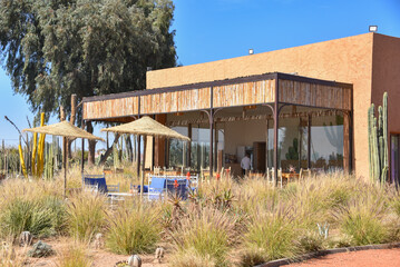 Marrakech, Morocco - Feb 25, 2023: Entrance to Cactus Thiemann, the largest cactus garden in Africa