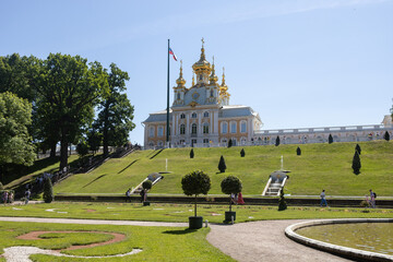June 15, 2023, Saint Petersburg, Russia - tour boats The historic district of the city Saint Petersburg, Russia - tour boats The historic district of the city