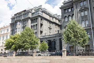 June 15, 2023, Saint Petersburg, Russia - tour boats The historic district of the city Saint Petersburg, Russia - tour boats The historic district of the city