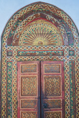 Marrakech, Morocco - Feb 8, 2023: Beautiful interiors and architecture of the historic Bahia Palace