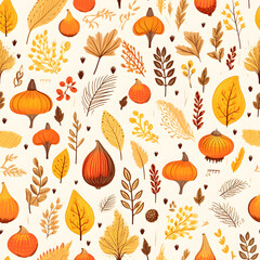 Autumn decoration seamless pattern background.