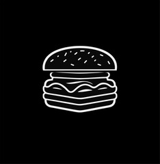 burger food illustration logo, line art style