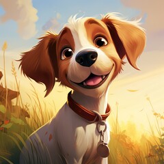 cute puppy cartoon illustration. Generative AI