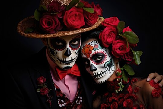Festive Couple: Catrin and Katrina in Dia de los Muertos Attire