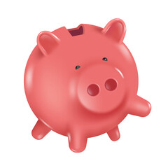  piggy bank pastel pink PNG 3d on transparent background for financial design