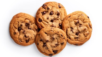 Chewy Chocolate Chip Cookies in a bowl isolated on white background