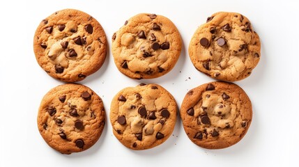 Chewy Chocolate Chip Cookies in a bowl isolated on white background