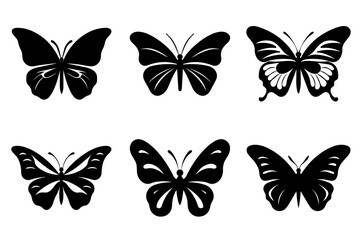 Butterfly silhouettes collection, vector illustration