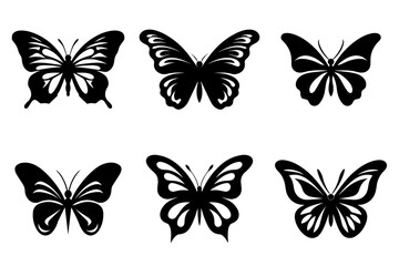 Butterfly silhouettes collection, vector illustration