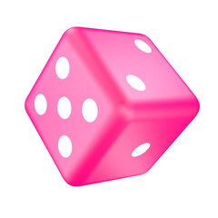 Pink dice on a transparent background in png format, 3D rendering	 - obrazy, fototapety, plakaty