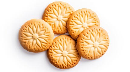 Sugar Cookies in a bowl isolated on white background top view