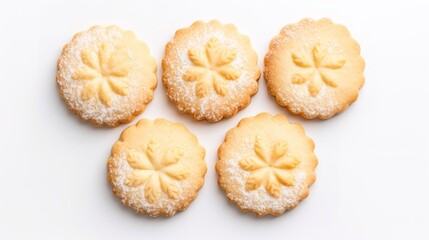 Sugar Cookies in a bowl isolated on white background top view