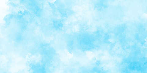 Fresh and shiny White clouds on blue sky with tiny clouds, Watercolor illustration art marble painting abstract blue color texture, Stain artistic vector used as being an element, design and card.