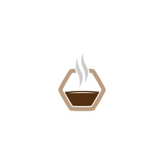 Hot Coffee abstract icon. Coffee shop logo