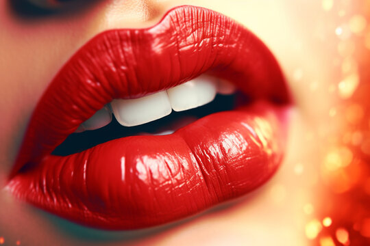 Closeup of beautiful female lips
