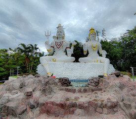 Shiva Parvathi statues on Kailasagiri hill in Andhra Pradesh state India