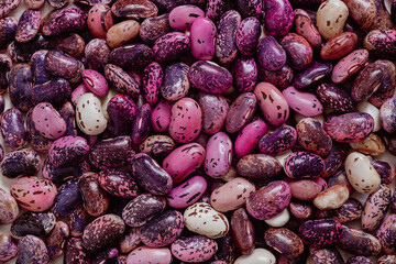 Close up blue purple scarlet runner beans background,
