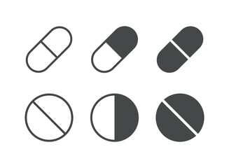 Pills capsules icon in flat style. Medical tablet vector illustration on isolated background. Healthcare drug sign business concept.