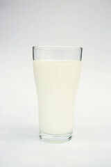 Milk in a glass on white background