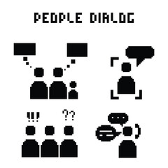 this is people dialog icon in pixel art black color and white background ,this item good for presentations,stickers, icons, t shirt design,game asset,logo and your project.