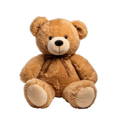 front view close up of teddy bear soft toy isolated on a white transparent background