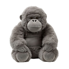 front view close up of Gorilla soft toy isolated on a white transparent background