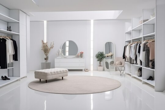 Modern interior of dressing room sweet minimal background.