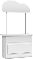 Promo stall mockup. Business presentation white stand