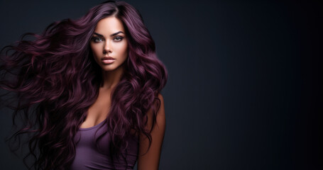 Fototapeta premium Portrait of a beautiful woman with long purple hair