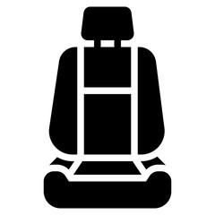 Car seat. Vector glyph icon of a car or automobile, symbolizing a machine for driving. It is presented in a glyph style, suitable for mobile concepts and web design